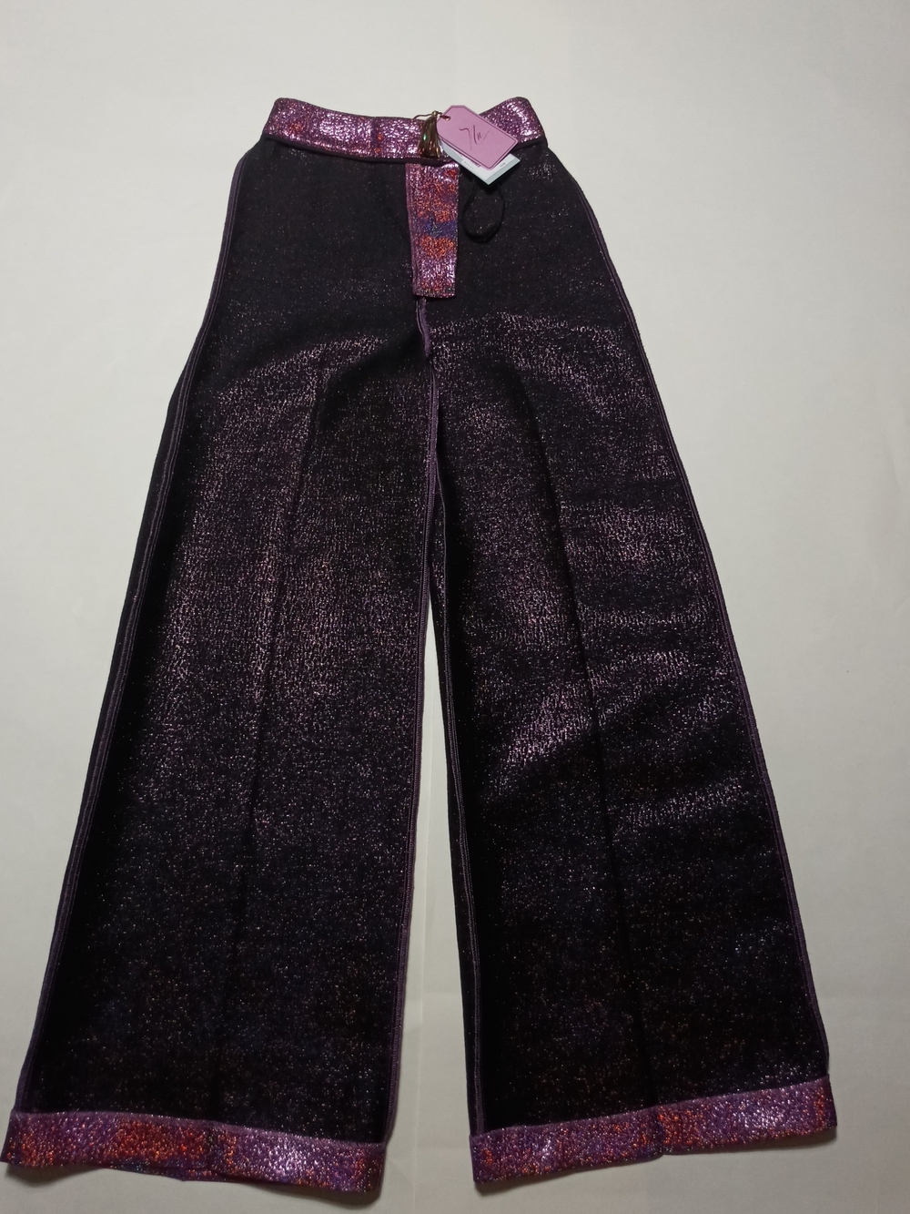 Antonio Melani X The Nat Note Sita Pink Holographic Jacquard Wide-Leg Pants Sz 0 - Picture 16 of 16